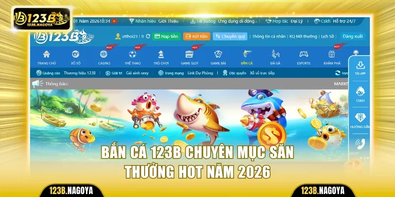 Bắn cá 123B chuyên mục game hot năm 2026